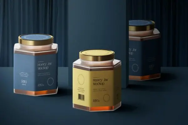 蜂蜜罐外观包装设计样机素材 Honey Jar Mockup