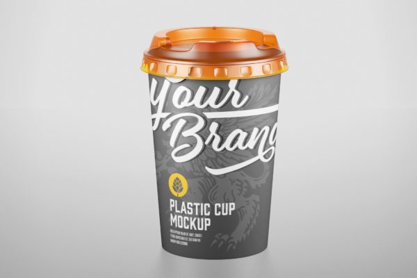封盖塑料杯品牌包装设计样机模板素材 Plastic Cup Mockup