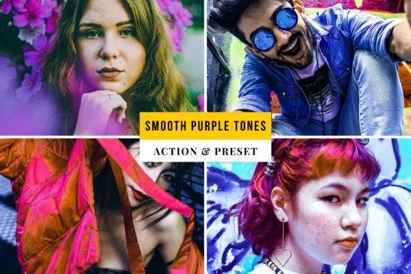 平滑的紫色色调PS动作&LR预设素材 Smooth Purple Tones Action & Lightroom Preset