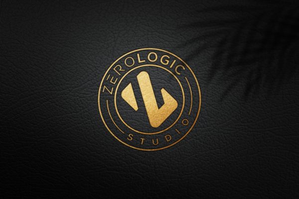 黑色皮革金色Logo展示样机 Black Leather Gold Mockups Presentations