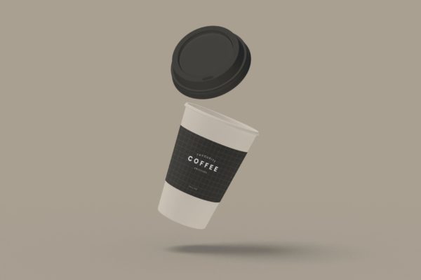 浮动咖啡杯效果图样机模板 Floating Cup Mockup Template