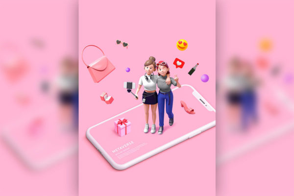 购物时尚社交元宇宙概念海报设计韩国素材[psd]