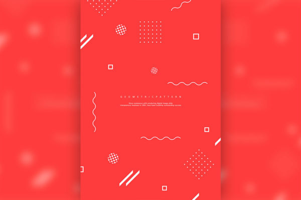 红色几何简约图案海报设计韩国素材[psd]