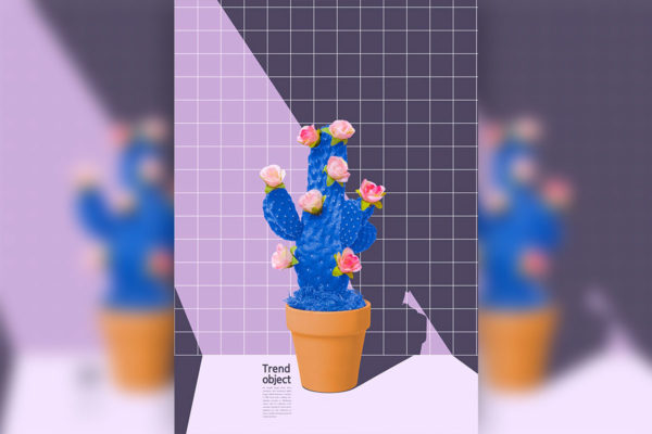 仙人掌花卉抽象海报设计韩国素材[psd]