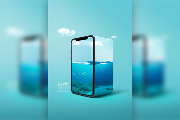 冰箱海洋旅行夏季概念视觉海报设计韩国素材[psd]