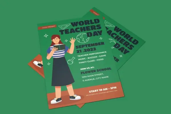 世界教师节活动海报设计模板 World Teacher’s Day Event – Poster Template
