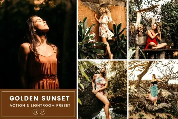 金色夕阳效果PS动作&LR预设素材 Golden Sunset Action & Lightrom Presets