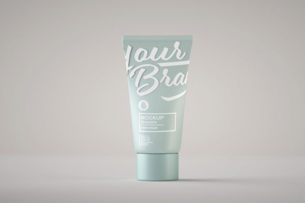 哑光化妆品软管品牌设计样机模板素材 Matte Cosmetic Tube Mockup
