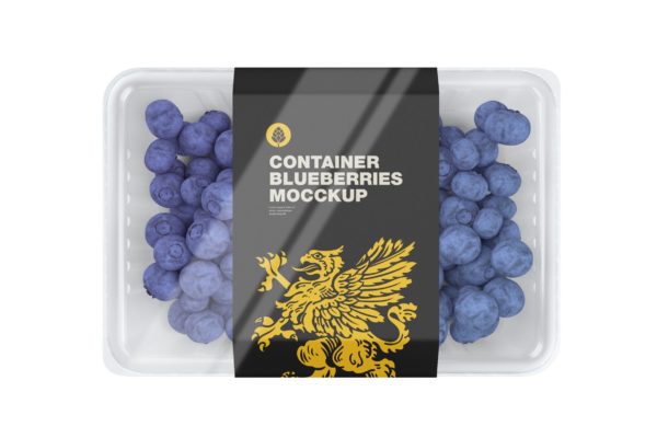 蓝莓容器食品包装设计样机模板素材 Blueberries Container Mockup