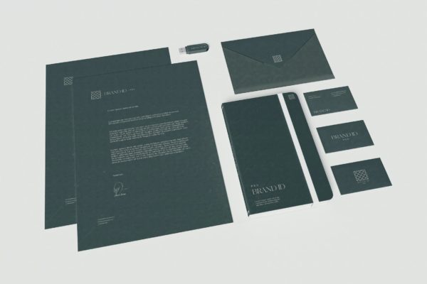 企业文具套装品牌VI设计样机模板素材 Stationery Set Mockup