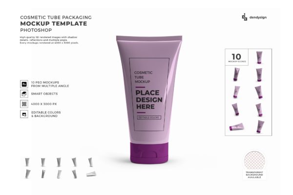 化妆品软管包装设计样机模板集合 Cosmetic Tube Packaging Mockup Template Set