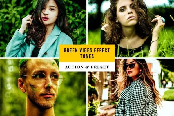 绿色滤镜效果色调PS动作&LR预设素材 Green Vibes Effect Tones Action & Lightroom Preset