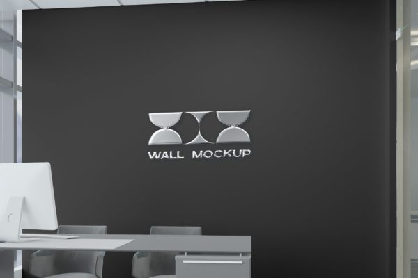 办公墙企业Logo设计样机模板素材 Branding Mockup