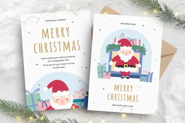 圣诞老人插画圣诞传单模板下载 Christmas Flyer Santa Illustration