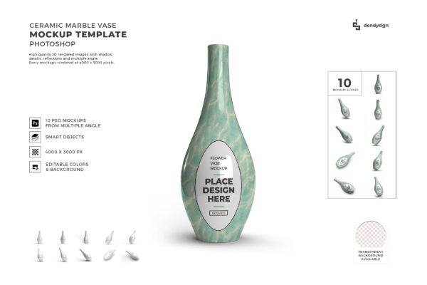 陶瓷花瓶纹理设计样机模板集合 Ceramic Vase Mockup Template Set