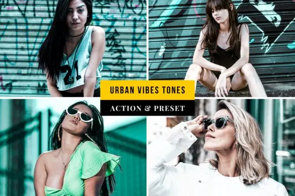时尚城市街道照片处理PS动作&LR预设素材 Urban Vibes Tones Action & Lightroom Preset