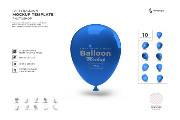 派对气球设计样机模板集合 Party Balloon Mockup Template Set