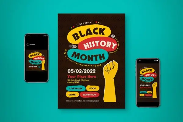 黑人历史月活动传单海报合集 Black History Month Flyer Set