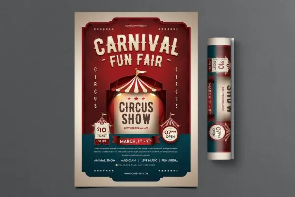 嘉年华马戏团活动海报模板 Carnival Circus Flyer