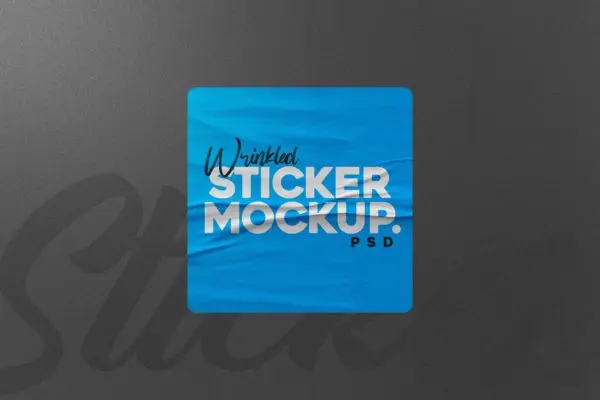 圆角方形贴纸设计样机模板 Sticker Mockup