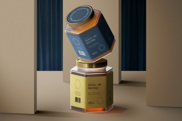 蜂蜜罐品牌包装设计样机素材 Honey Jar Mockup