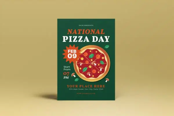 披萨美食活动传单海报 National Pizza Day Flyer