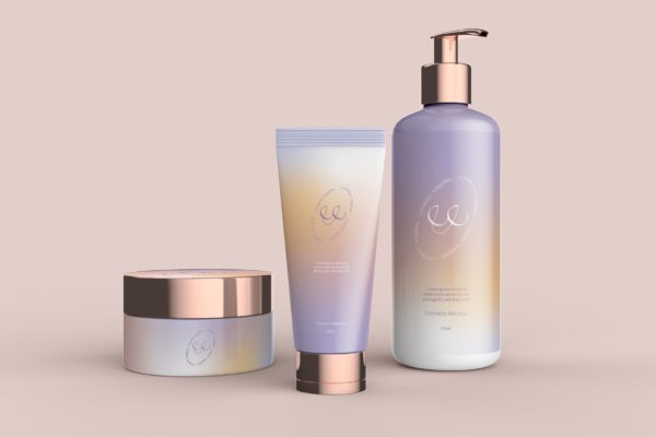护肤品套装品牌包装设计样机模板素材 Cosmetic Set Mockup