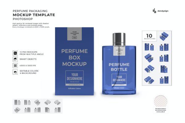 香水化妆品包装设计样机模板集合 Perfume Packaging Mockup Template Set