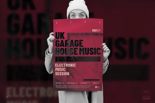 复古文化音乐海报设计模板 Garage House Music Poster Design Template