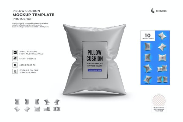 枕头坐垫设计样机模板集合 Pillow Cushion Mockup Template Set