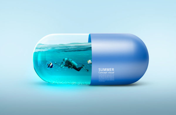 胶囊潜水夏季概念视觉海报设计韩国素材[psd]