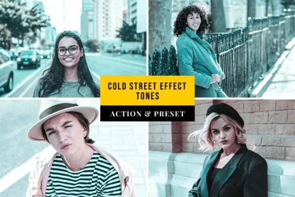 冷色效果色调PS动作&LR预设素材 Cold Street Effect Tones Action & Lightroom Preset
