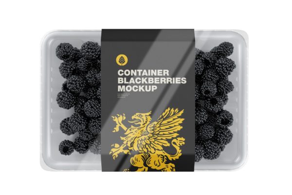 黑莓容器食品包装设计样机模板素材 Blackberries Container Mockup