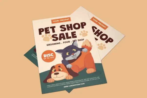 宠物店促销海报设计模板 Pet Shop Promotion – Poster Template