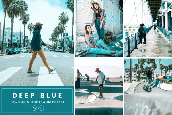 深蓝色效果PS动作&LR预设素材 Deep Blue Action & Lightrom Presets