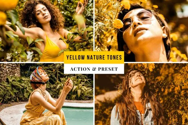 黄色自然色调PS动作&LR预设素材 Yellow Nature Tones Action & Lightroom Preset