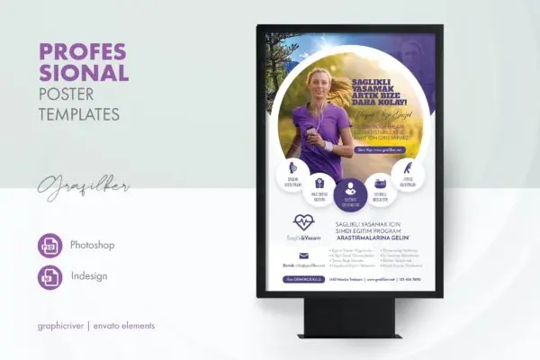 健康生活海报宣传单设计模板 Healthy Life Poster Templates