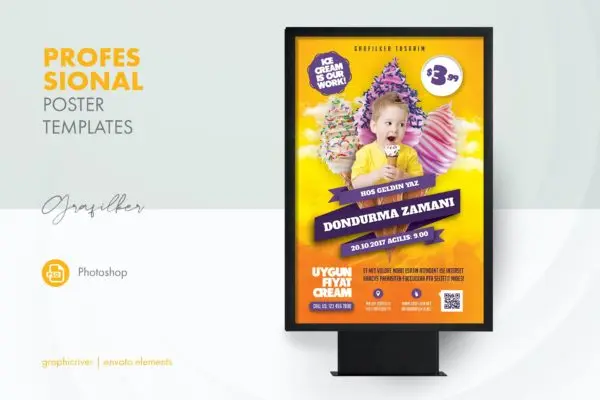 冰淇淋广告海报宣传单设计模板 Ice Cream Poster Templates