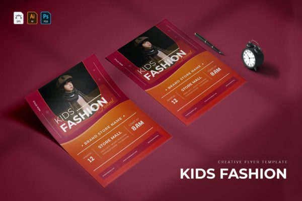 儿童时尚海报设计模板 Kids Fashion | Flyer