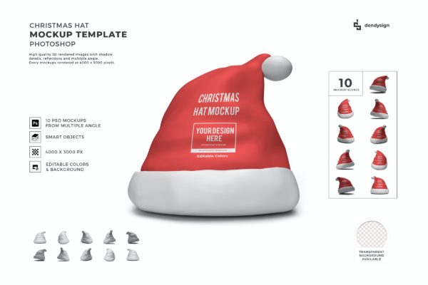 圣诞帽设计样机模板集合 Christmas Hat Mockup Template Set