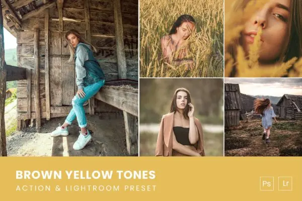 棕黄色调PS动作&LR预设素材 Brown Yellow Tones Action & Lightroom Preset