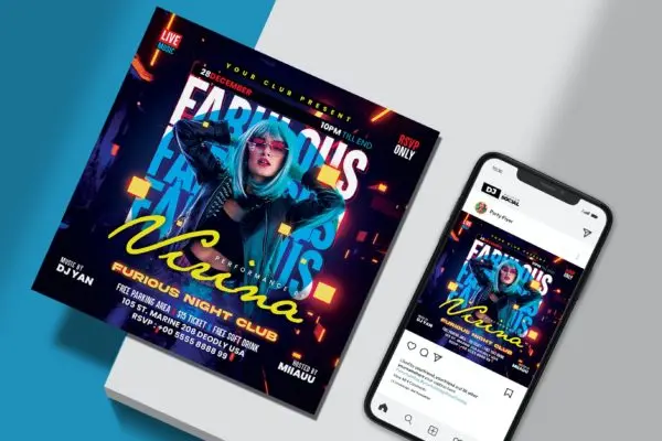 夜总会派对传单海报模板 Night Club Party Flyer