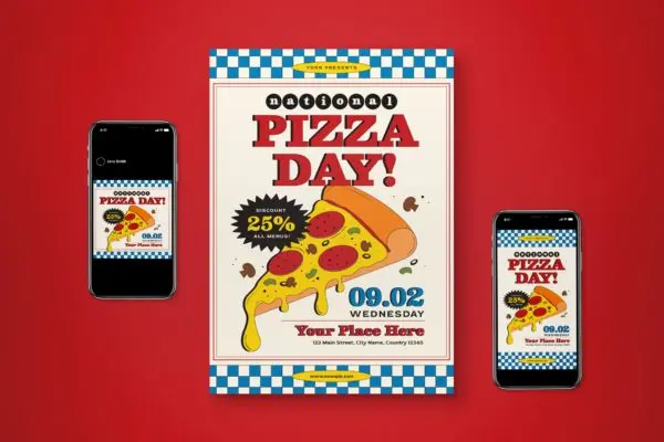 美食披萨日活动传单海报合集 National Pizza Day Flyer Set