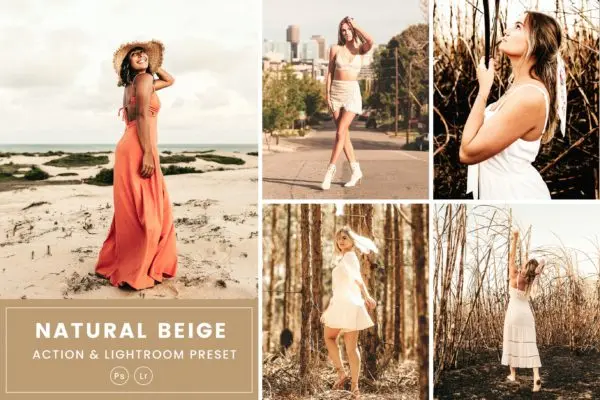 自然米色效果PS动作&LR预设素材 Natural Beige Action & Lightrom Presets
