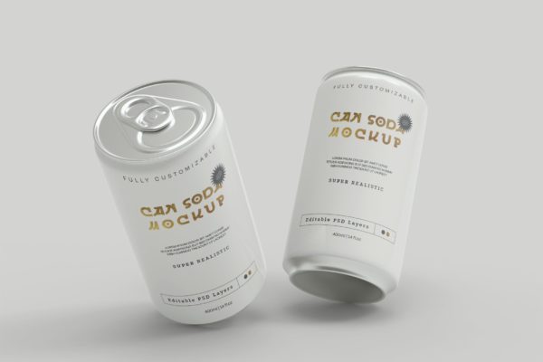 2个易拉罐广告包装设计样机模板素材