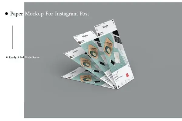 纸片效果Instagram帖子UI页面展示屏幕样机v2 Paper Mockup for Instagram Post V.2