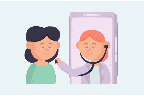 在线医疗概念矢量插画 Online Healthcare on Smartphone Illustration