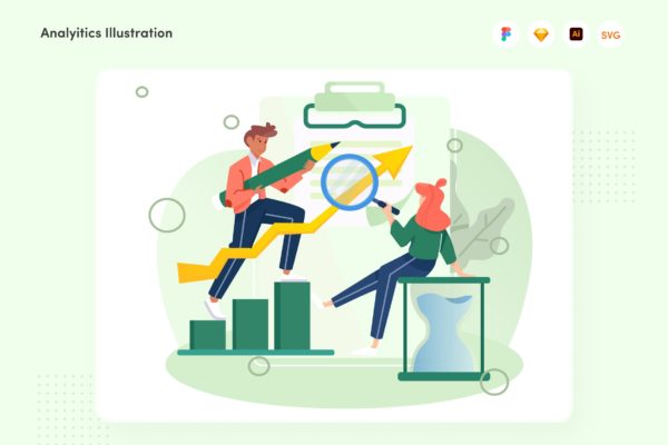 智能分析主题矢量插画素材 Analytics Illustration