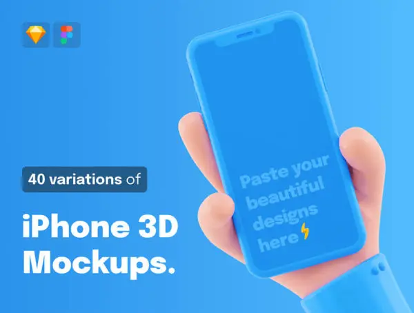 设计森林下午茶：卡通手iPhone手机3D样机模板