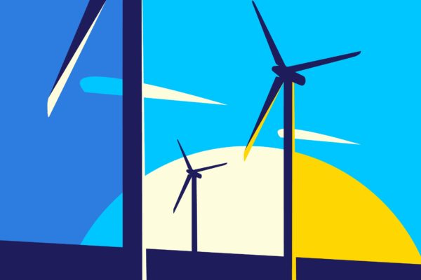 风力发电站矢量插画 Illustration with Wind Power Stations